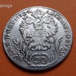 1792 - B - 20 Krajcár / II.Lipót - CSAK 2 évig uralkodott/ !! RENDKÍVÜL RITKA!! Kiváló ezüst fotó