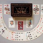 Régi retró vintage szovjet orosz DUPLA francia póker kártya játék pakli franciakártya fa dobozban fotó