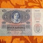 1914 -es 50 Korona vízjeles bankó Osztrák felülbélyegzéssel !!!! RITKÁBB!!! (L1541) fotó