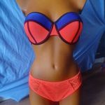 M-es Narancssárga kék bikini 65 fotó