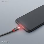 USB LED töltőkábel - iPhone lightning fekete szövet adatkábel fotó