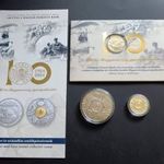 100 éves a Magyar Nemzeti Bank 100, -Ft elsőnapi kiadás + 3000 Ft színesfém + kapszulás 100, -Ft fotó