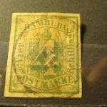 Hamburg 1859 MI5 pecsételt, kat.ár 1500 euro /hátulján papír, leírás+kép/ fotó