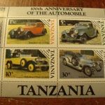 Tanzánia postatiszta** blokk Autók fotó