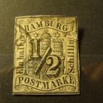 Hamburg 1859 MI1 pecsételt, kat.ár 750 euro /hátulján papír, leírás+kép/ fotó
