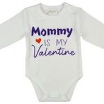 "Mommy is my Valentine" feliratos valentin napi baba body fehér fotó