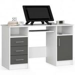 Íróasztal - Akord Furniture - 124 cm - fehér / szürke fotó