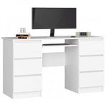 Íróasztal - Akord Furniture - 135 cm - 6 fiók - fehér fotó