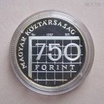 750 Forint 1997 PP = PROOF / Ezüst / Kapszulában / Foci világbajnokság 1998 / Ritka R! fotó