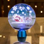 Karácsonyi asztali LED dekor - fényes talppal - kör alakú - kék - 15 cm fotó
