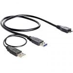 USB Y kábel, 2 x USB 3.0 dogó A ? 1 x USB 3.0 mikró dugó B, 0, 2 m, fekete (82909) fotó