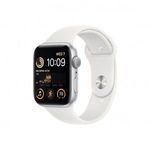 Apple Watch SE (2022) GPS 44mm ezüstszínű alumíniumtok, fehér sportszíj (MNK23CM/A) (MNK23CM/A) fotó