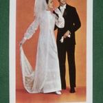 Kártyanaptár, Jelmezkészítő kölcsönző vállalat, férfi, női modell, esküvői ruha, 1972, , X, fotó