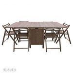 Összecsukható asztal szett 6 székkel, barna, 2C fotó