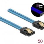 DeLock SATA 6 Gb/s Cable UV glow effect 0, 5m Blue 82130 Kiegészítő, Kellék Kábel fotó