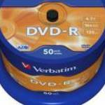 DVD-R lemez, AZO, 4, 7GB, 16x, 50 db, hengeren, VERBATIM fotó