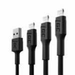 3x Kábel GC Ray USB - Lightning 30cm, 120cm, 200cm iPhone, iPad, iPod, fehér LED, quick charging KAB fotó