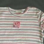 DOPODOPO kék pink csíkos szíves baba gyerek felső póló 86 fotó