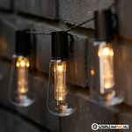 Napelemes 10 Ledes Edison izzó fényfüzér, meleg fehér fotó