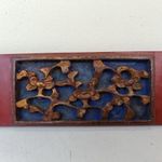 Antik kínai bútor dísz kis méretű dekoratív faragott lakkozott aranyozott térbeli virág kép 327 8862 fotó