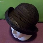 Elegáns fekete női szalma kalap 56-os fotó