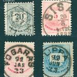 1881 színesszámú krajcáros bélyegzés FOGARAS + LIPPA + SISAK / VEC + SZATMÁR / PÉNZ. Gudlin 125p(d85 fotó