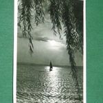 Képeslap, Balaton vitorlás hajó, naplemente, esti hangulat fotó