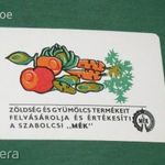 Kártyanaptár, Szabolcsi MÉK felvásárló, zöldség gyümölcs, 1970, {8} fotó
