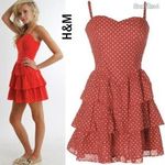 H&M piros-fehér, pöttyös nyári ruha (menyecske ruha) UK14 fotó