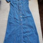 új hosszú kék farmerruha rövid ujjú maxi farmer ruha XS (n) fotó