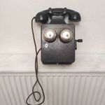 Antik telefon 1925-1945 falra szerelhető ritka kurblis fa készülék 497 7500 fotó