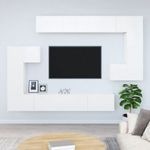 Magasfényű fehér falra szerelhető szerelt fa tv-szekrény fotó