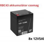 APC RBC43 helyettesítő akkumulátor csomag (8x 12V 5Ah) fotó