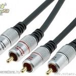 Audio kábel: RCA / RCA - Aranyozott OFC Profi - 3m fotó