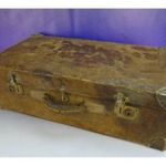 0F859 Antik nagyméretű utazó táska koffer bőrönd fotó