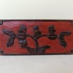 Antik kínai bútor dísz kis méretű dekoratív faragott lakkozott aranyozott térbeli virág kép 324 8860 fotó