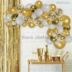 Party dekorációs szett arany fehér lufikkal - 70 db fotó