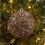 6 db Pezsgő színű csillogó karácsonyfa gömb 8 cm fotó