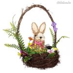 Természetes rost nyuszi kosárban- Húsvéti dekoráció 33 cm fotó