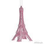 Karácsonyfa dísz Eiffel-torony rózsaszín 6.7x15cm fotó