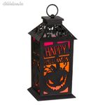 Halloween dekoratív lámpás fekete tök 14x14x28cm fotó