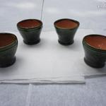 4 db. zöld túri fazekas kerámia pálinkás pohár egyben eladó fotó