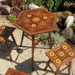 Intarziás asztal székekkel antik kisasztal fotó