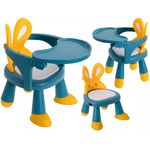 Multifunkcionális etető és játék asztal székkel - nyuszi -kék fotó