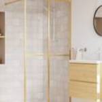 vidaXL aranyszínű zuhanyfal átlátszó ESG üveggel 80 x 195 cm fotó