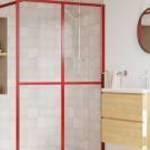 vidaXL piros zuhanyfal átlátszó ESG üveggel 118 x 195 cm fotó