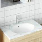 vidaXL fehér ovális kerámia fürdőszobai mosdókagyló 47x39x21 cm fotó