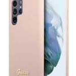 Guess Silicone Script Metal Samsung Galaxy S23 Ultra szilikon tok, rózsaszín fotó