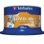 DVD-R lemez, nyomtatható, matt, no-ID, 4, 7GB, 16x, hengeren, VERBATIM fotó