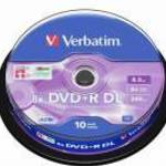 DVD+R lemez, kétrétegű, 8, 5GB, 8x, 10 db, hengeren, VERBATIM "Double Layer" fotó